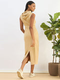 SASSAFRAS BASICS Bodycon Hooded Midi Dress