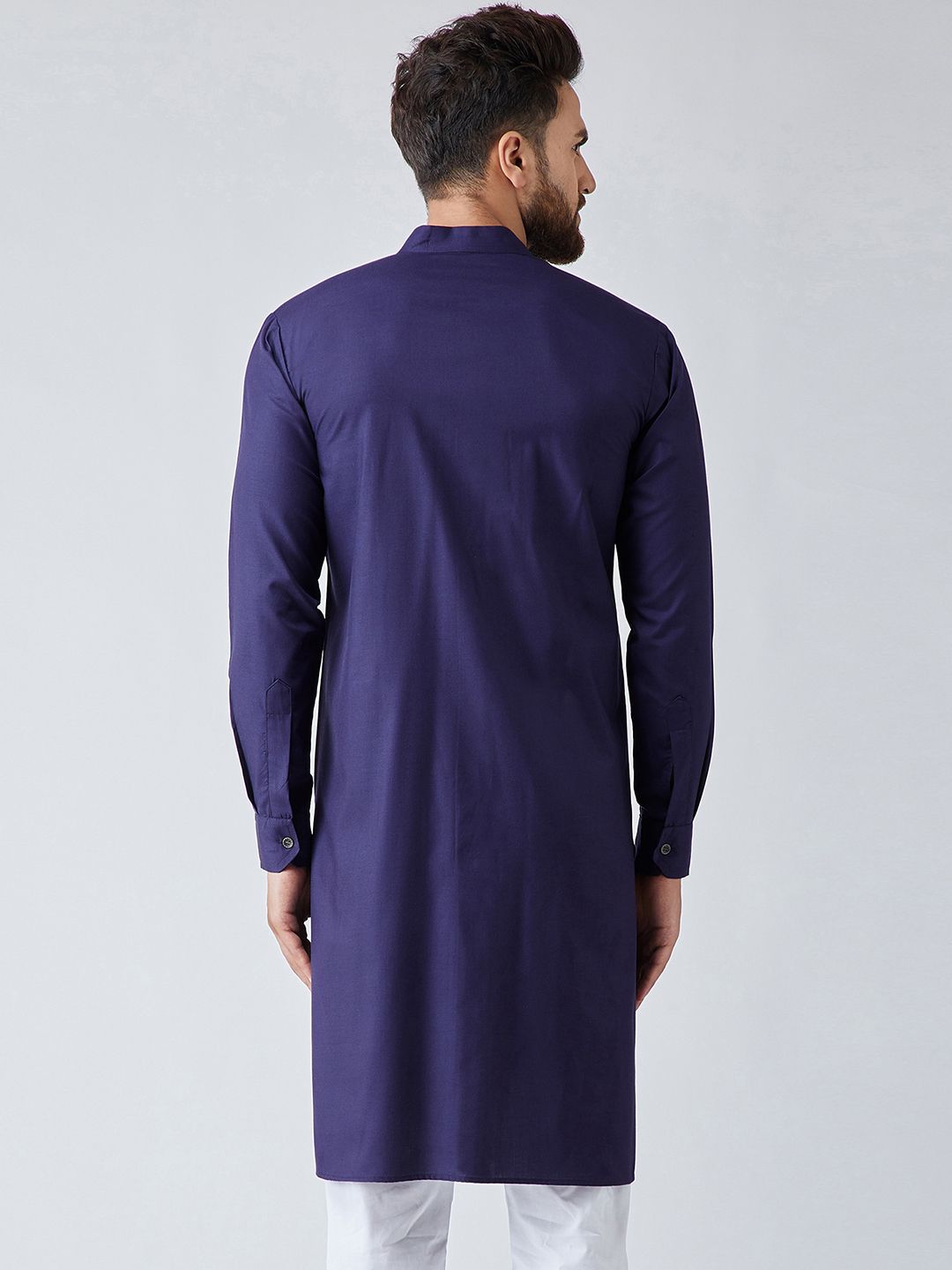 SOJANYA Men Navy Blue Solid Pathani Kurta