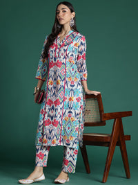 Indo Era Women Printed Panelled Pure Cotton Kurta with Trousers