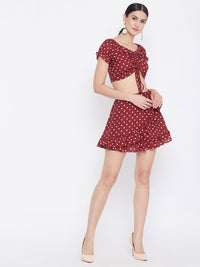 Berrylush Women Red Printed Fit and Flare Dress