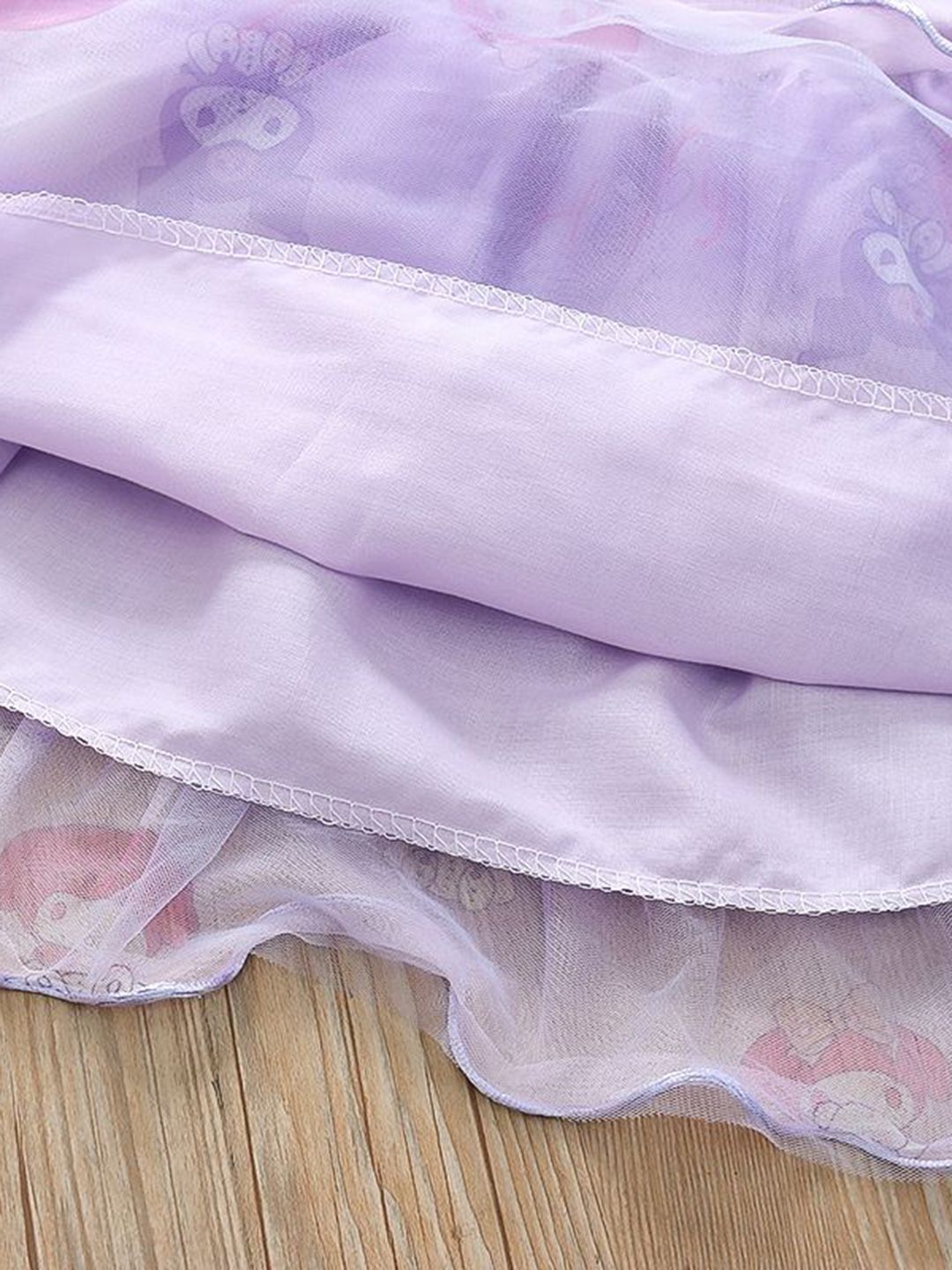 YK Girls Graphic Printed Ruffles Cotton Fit & Flare Dress