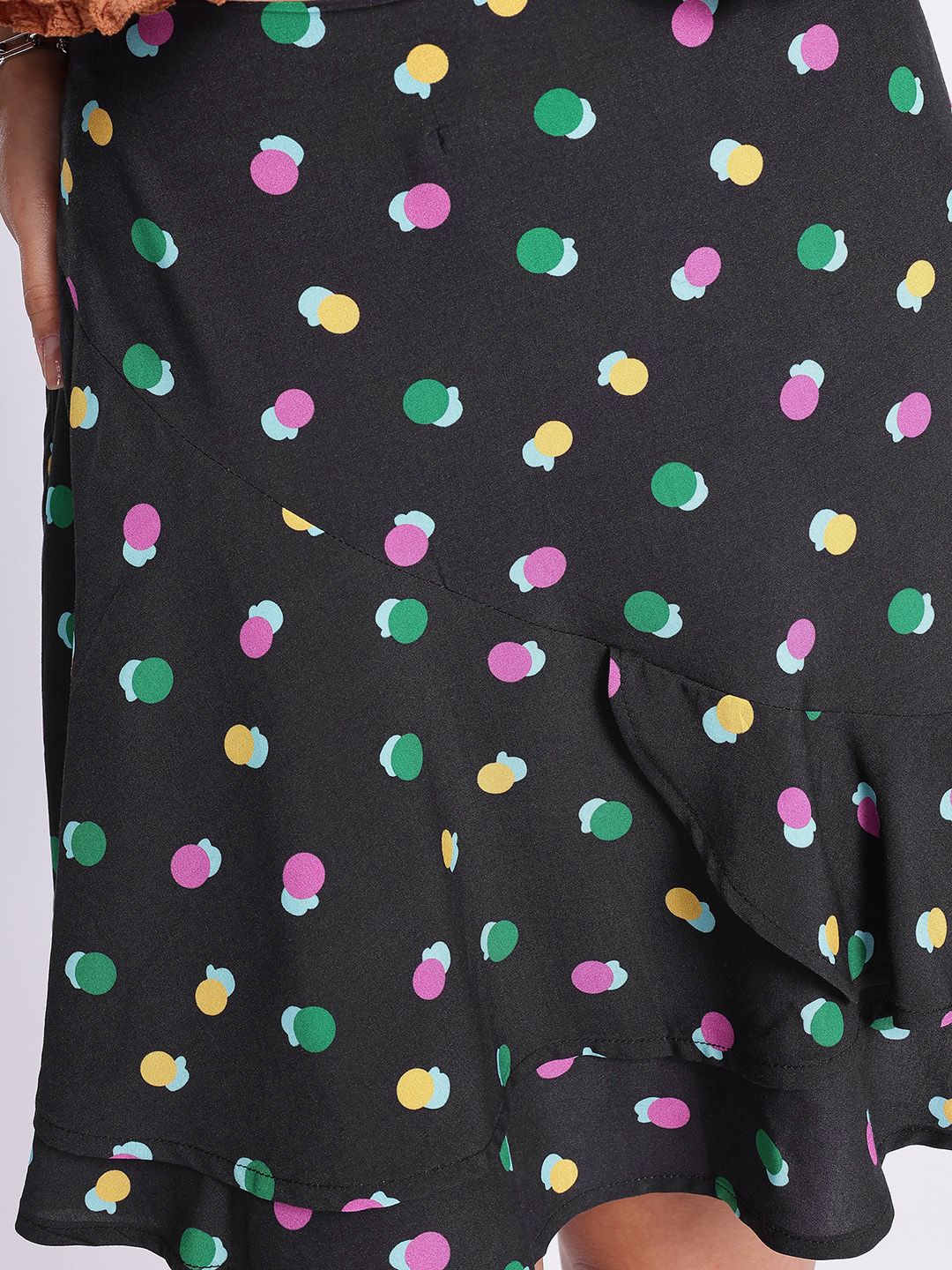 DressBerry Abstract Dance Printed Ruffle Mini Skirt