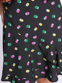 DressBerry Abstract Dance Printed Ruffle Mini Skirt