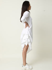 RAREISM White Linen A-Line Dress