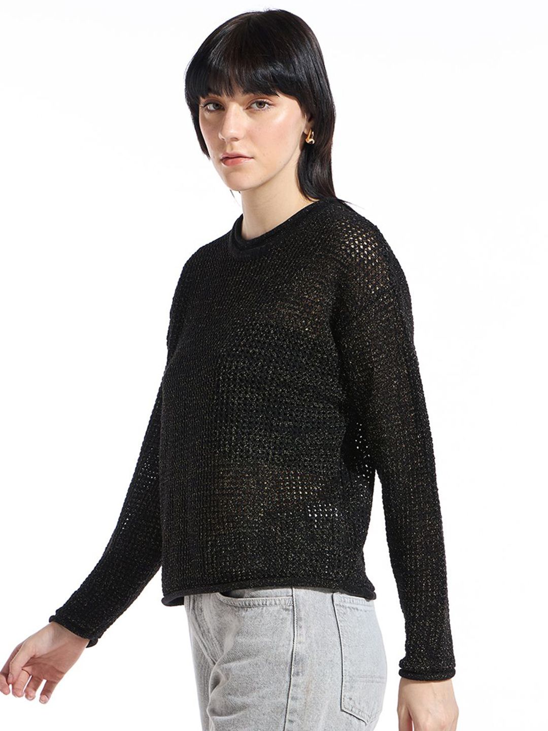 Bewakoof Women Oversized Crochet Sweater
