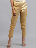 W Women Gold-Toned Printed Slim Fit Pleated Culottes Trousers