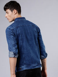 HIGHLANDER Men Blue Solid Denim Jacket