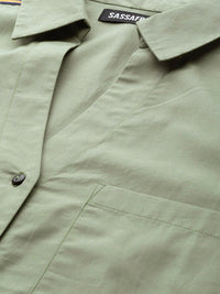 SASSAFRAS Women Green Solid Boxy Casual Shirt