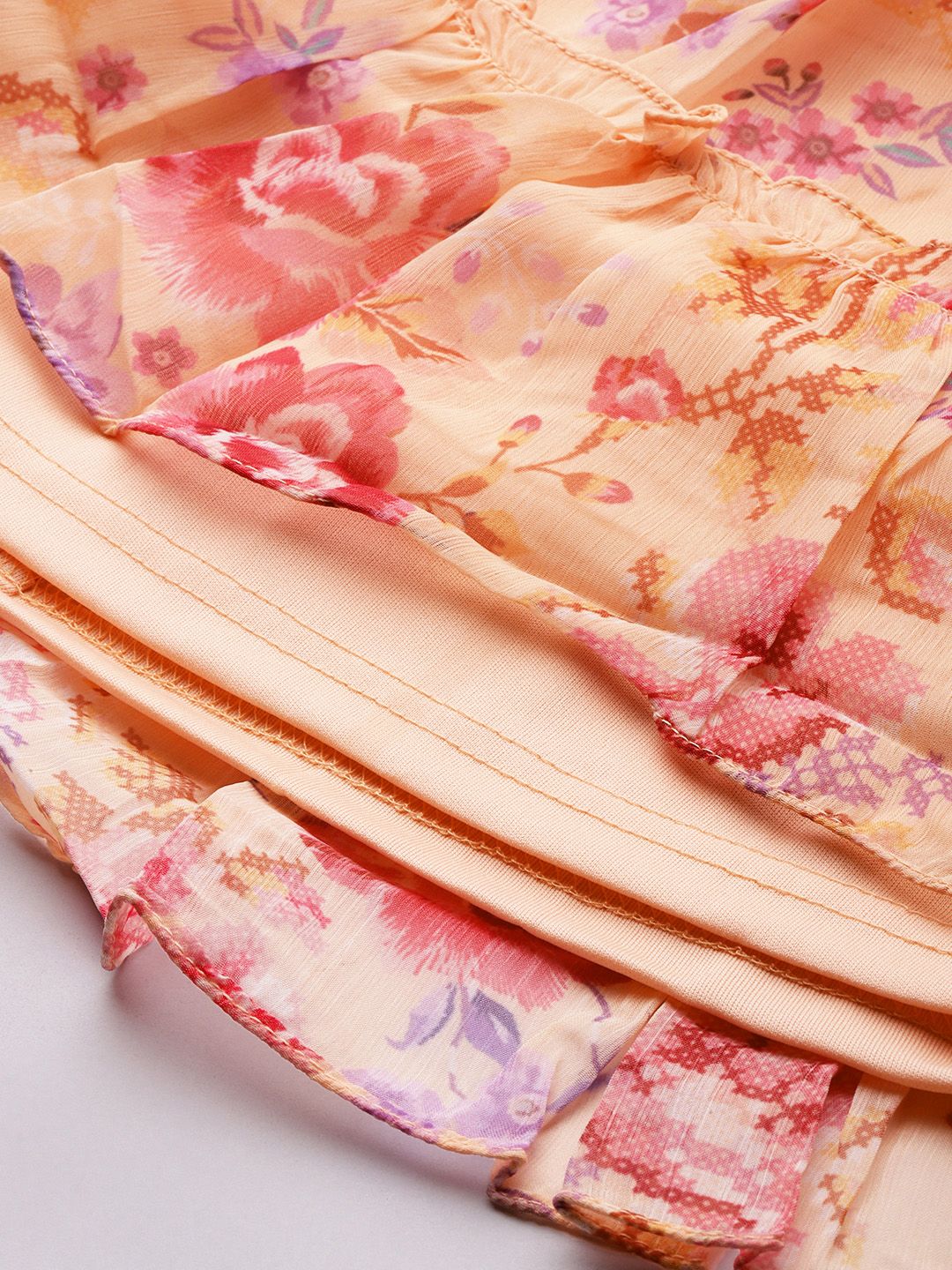 AND Floral Print Puff Sleeve A-Line Mini Dress