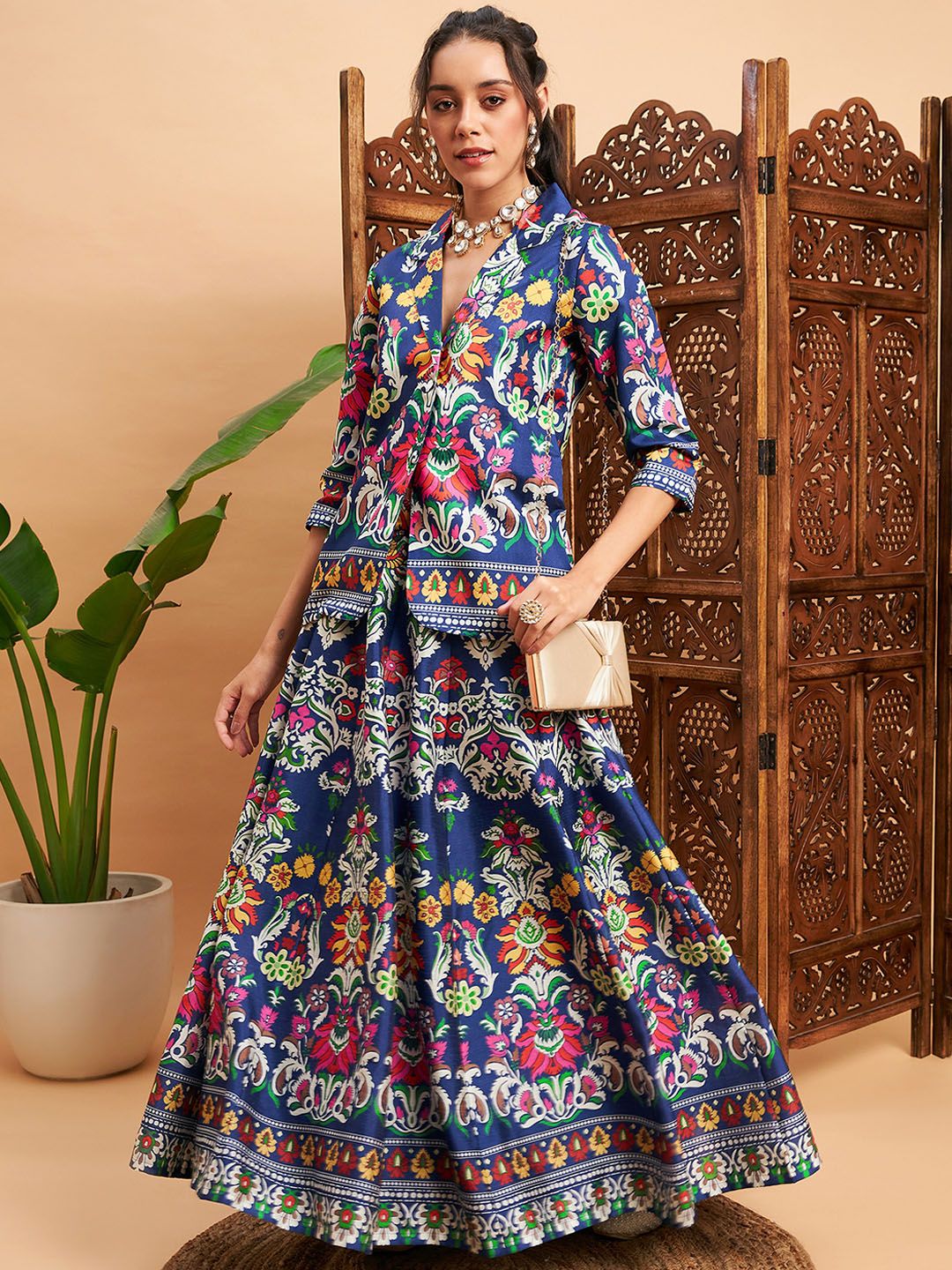 Shae by SASSAFRAS Floral Printed Blazer With Skirt Co-Ords