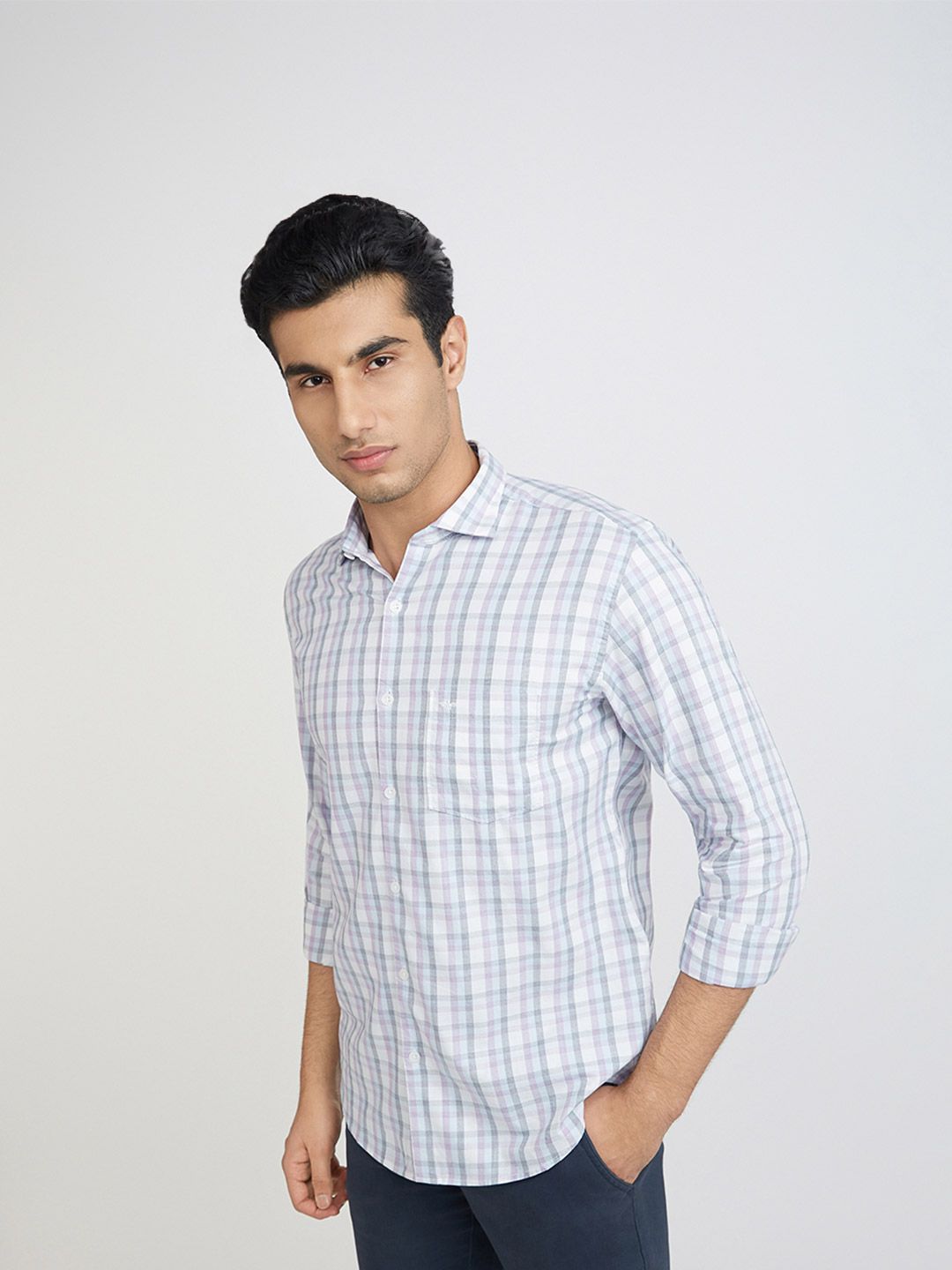 Park Avenue Men Pure Cotton Slim Fit Checked Casual Shirt
