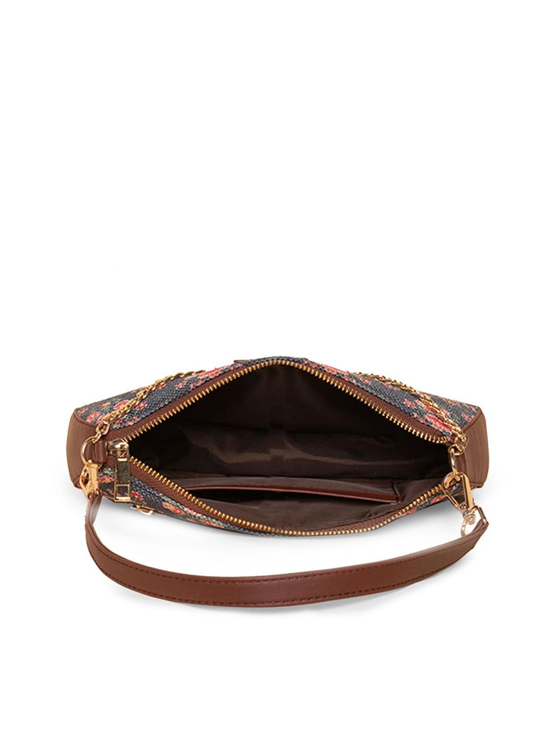 ZOUK Floral Printed Structured Baguette Bag Handbags