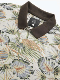 THE BEAR HOUSE Tropical Printed Polo Collar Pure Cotton T-Shirt