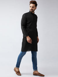 SOJANYA Men Black Solid Straight Kurta