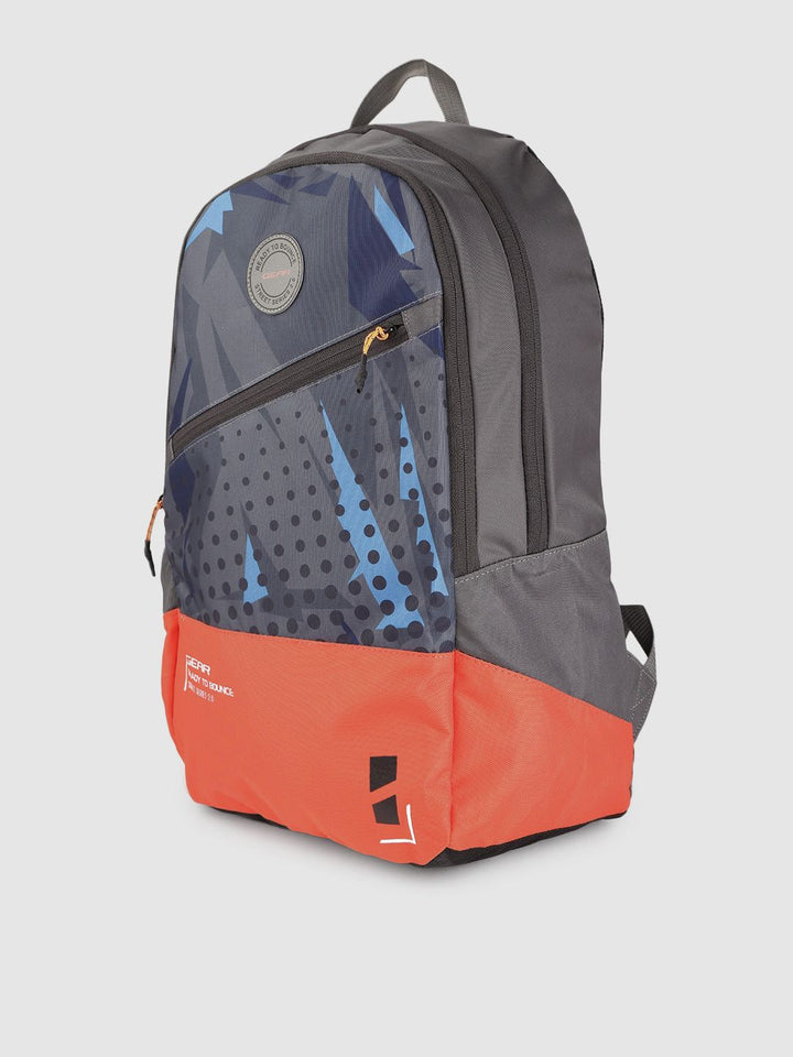 Gear Unisex Grey & Orange Geometric Print 16 Inch Laptop Backpack