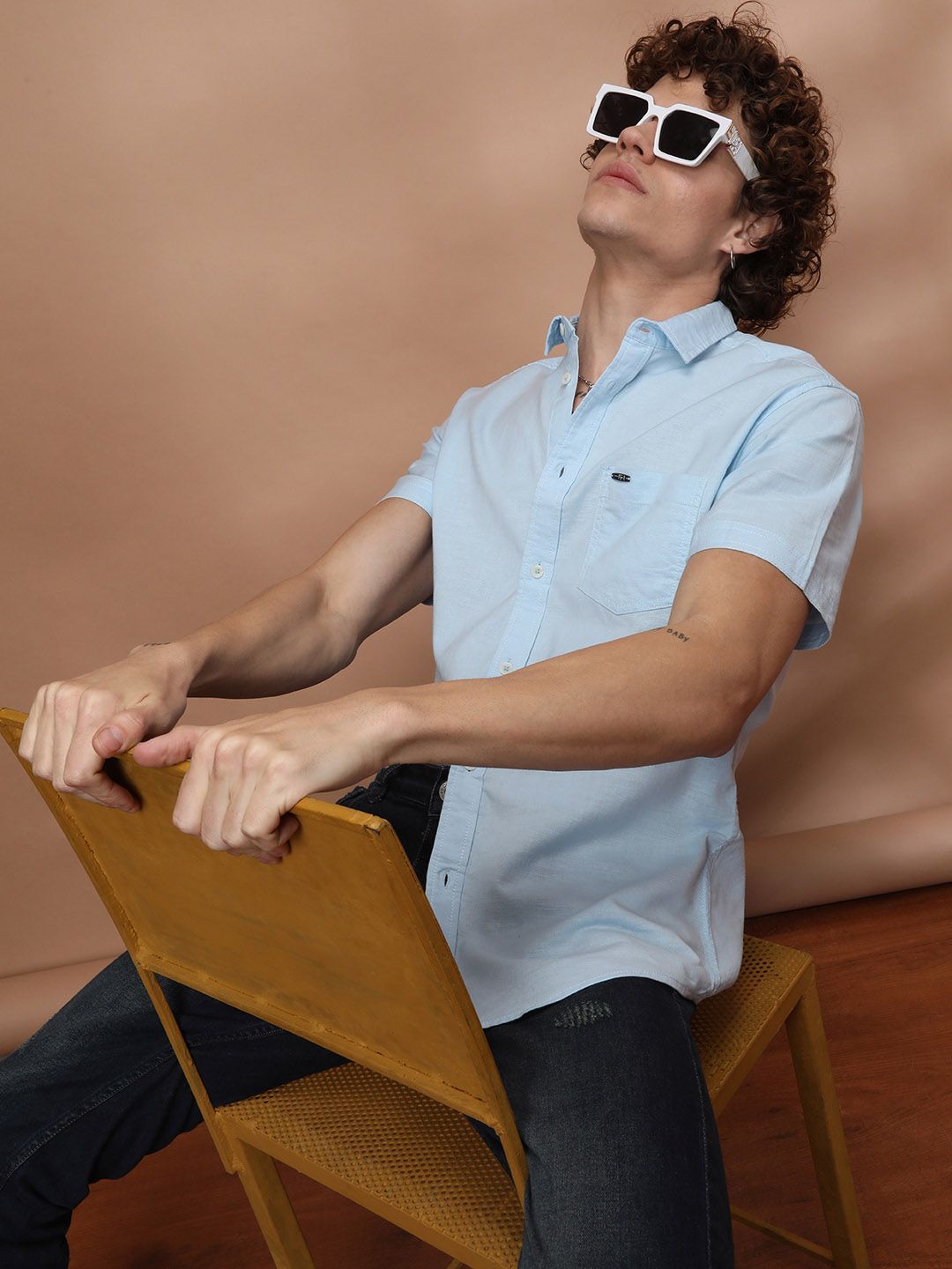 Baju Kasual Biru Lelaki Indian Garage Co