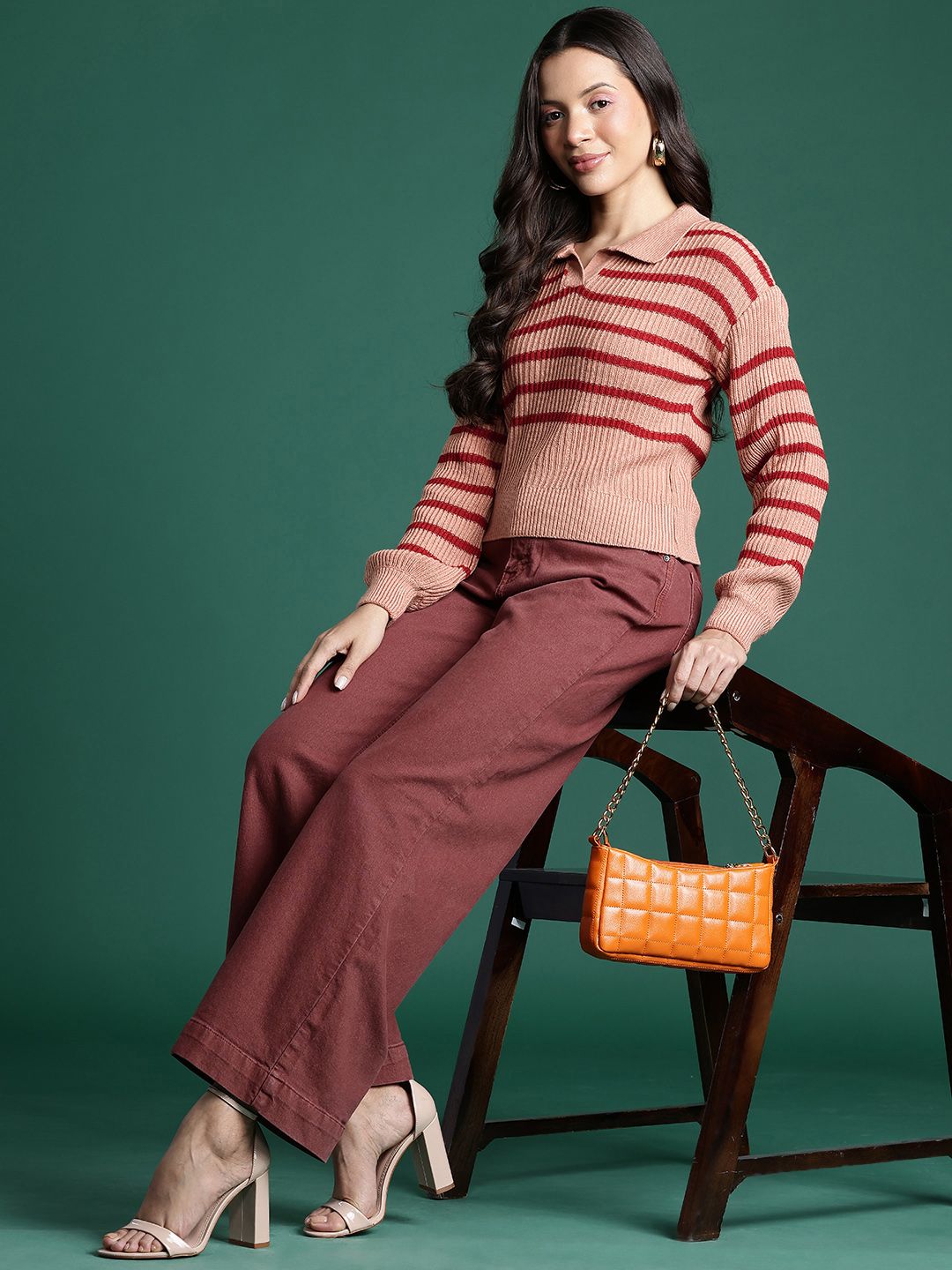 DressBerry Ribbed Striped Pullover