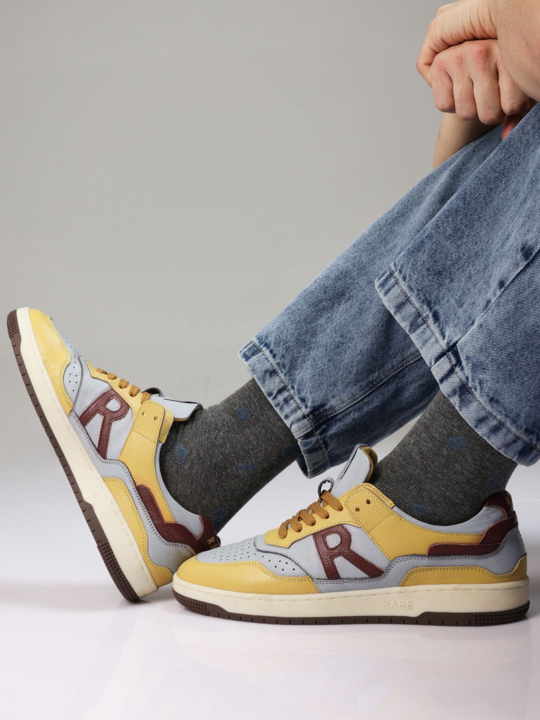 RARE RABBIT Men Colourblocked Leather Sneakers