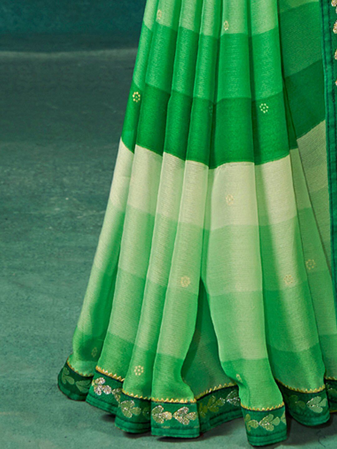 Saree mall Striped Gotta Patti Poly Chiffon Sarees