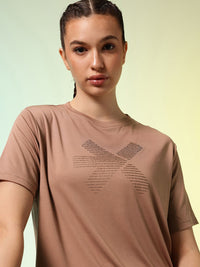 HRX by Hrithik Roshan ACTIVE-GODDESS Brand Logo Printed Rapid Dry Training T-shirt