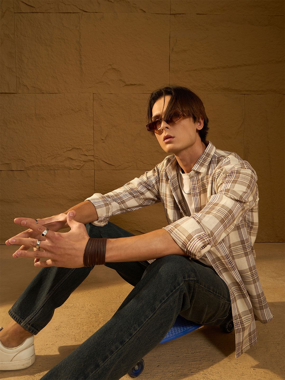 Dennison Men Checked Oversized Cotton Shirt