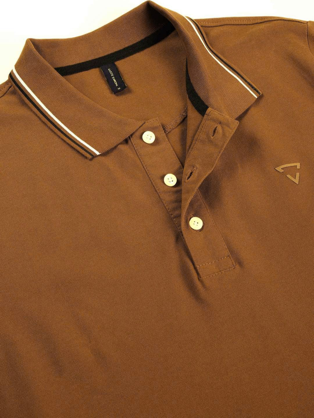 Thomas Scott Men Solid Polo Collar Cotton T-shirt