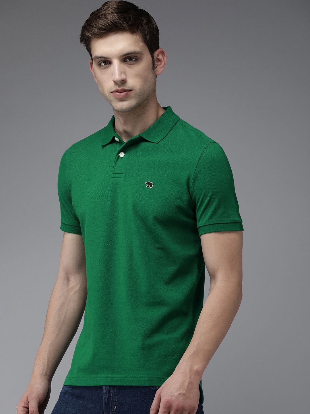 THE BEAR HOUSE Polo Collar Slim Fit Pure Cotton T-shirt