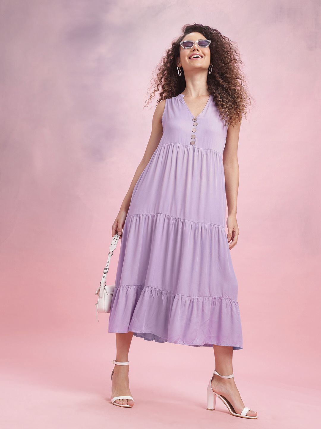 DressBerry Tiered Midi A-Line Dress