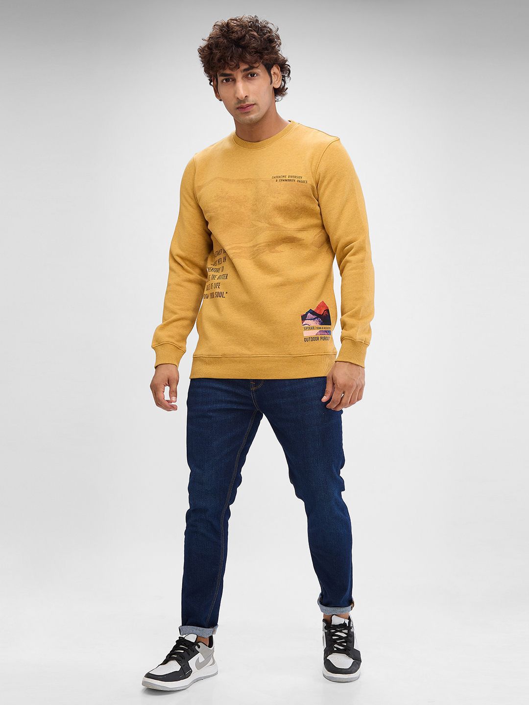 SPYKAR Men Printed Hooded Long Sleeves Sweatshirt