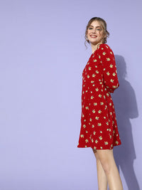 DressBerry Women Gorgeous Red Romantic Florals Dress