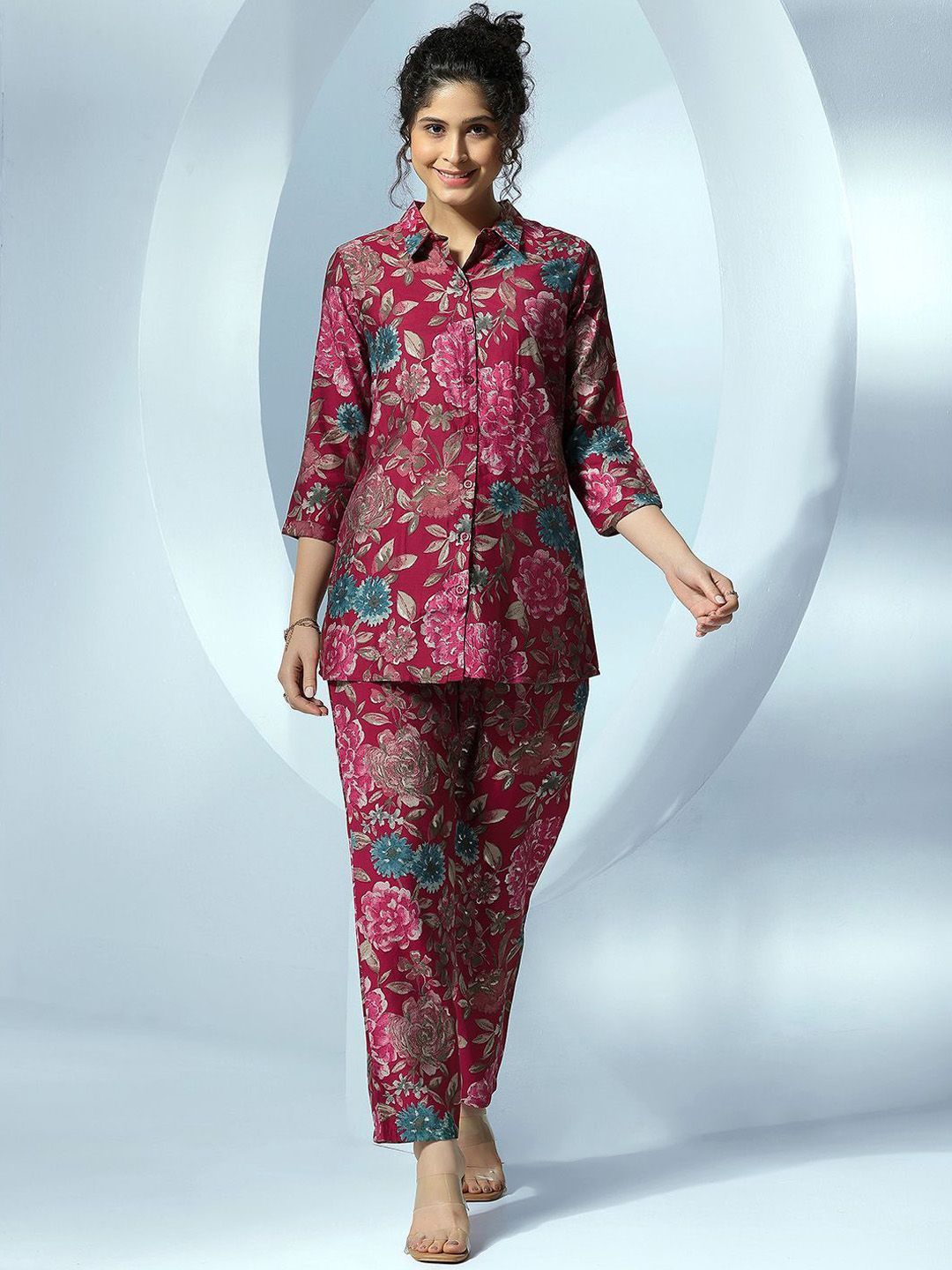 Libas Printed Shirt With Palazzo Co-Ords