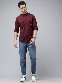 SPYKAR Slim Fit Band Collar Pure Cotton Casual Shirt