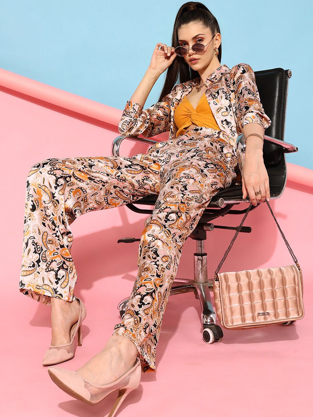 STREET 9 Women Bright Yellow Ethnic Motifs Trousers