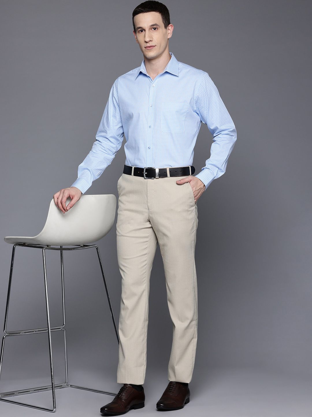 Raymond Pure Cotton Slim Fit Checked Formal Shirt