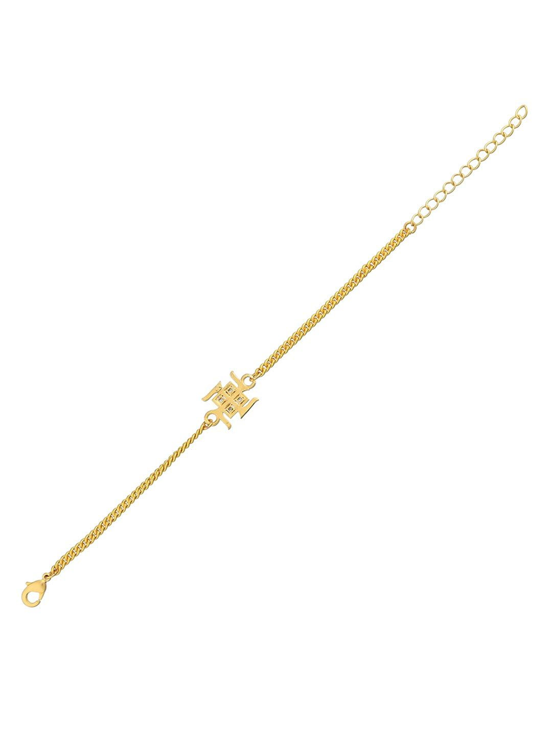 Voylla Gold Toned Auspicious Swastik Bracelet Style Rakhi