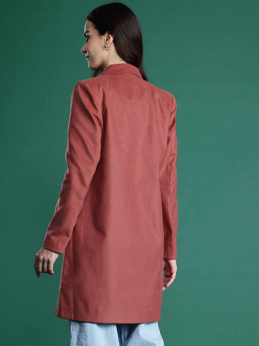 DressBerry Notched Lapel Collar Longline Overcoat