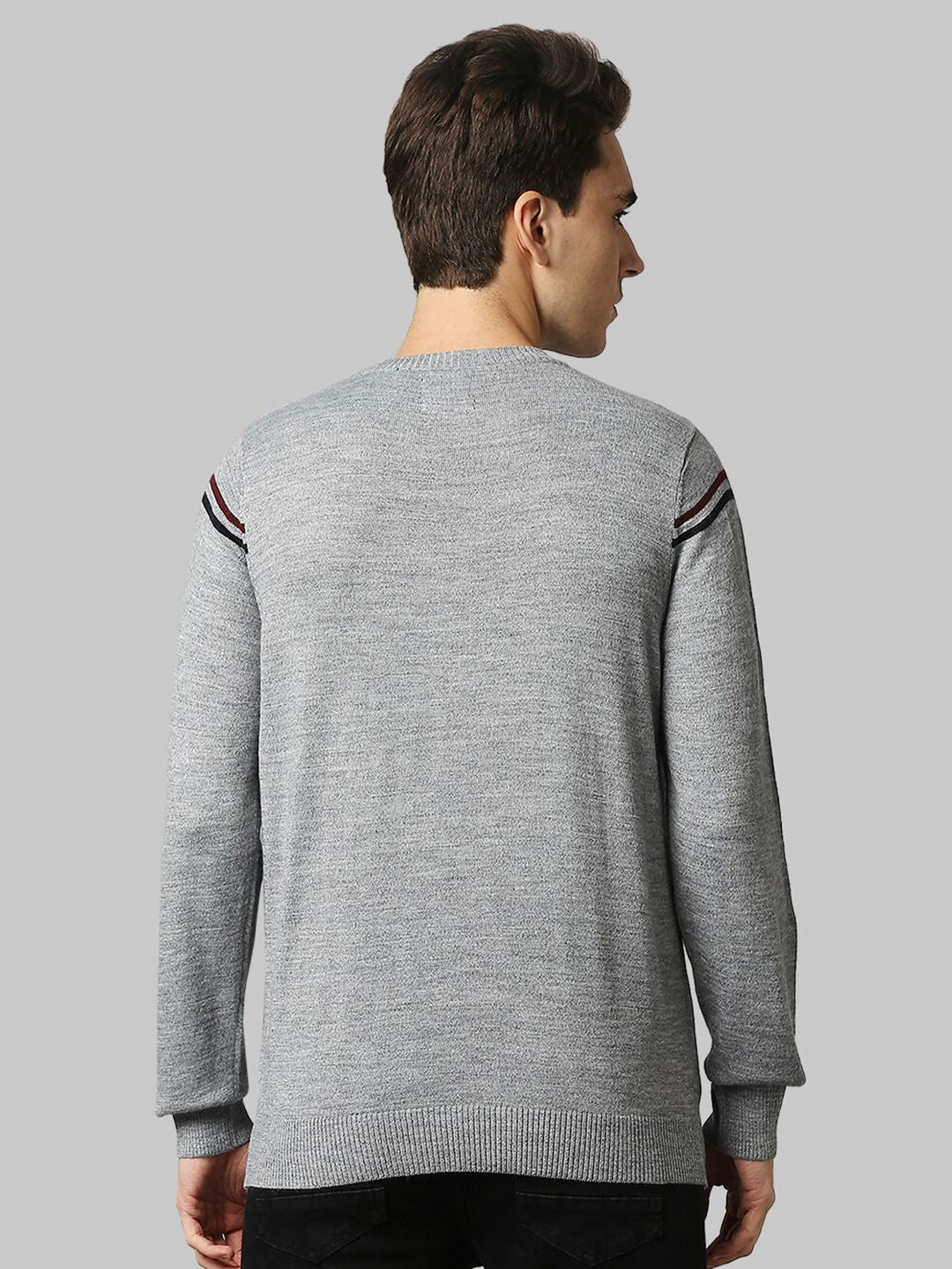 Raymond Men Grey & Black Striped Pullover