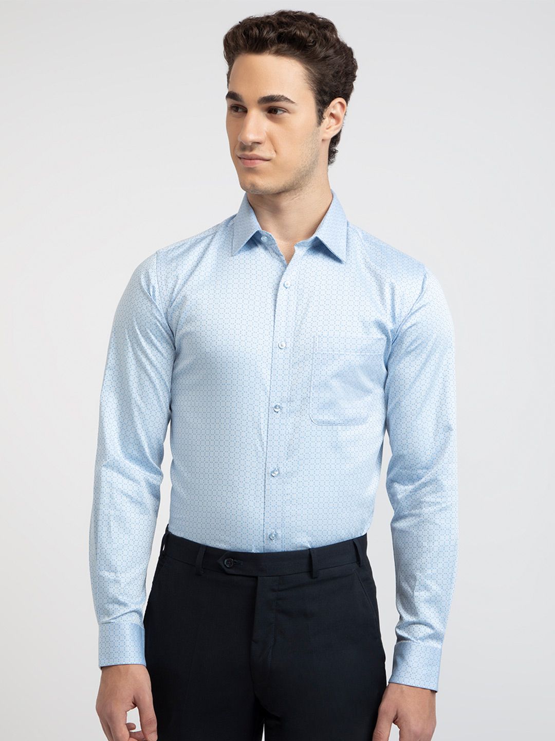 Raymond Self Design Slim Fit Pure Cotton Opaque Formal Shirt