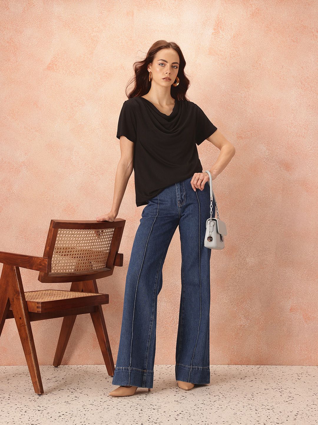 all about you Cowl Neck Solid Top