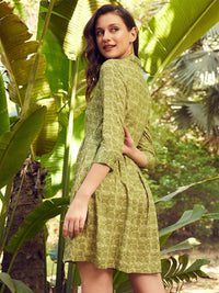 STREET 9 Printed Spread Collar A-Line Dress