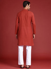 Anouk Men Yoke Design Cotton Linen Indie Prints Kurta