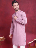Jompers Floral Embroidered Sequinned Chikankari Pure Cotton Kurta