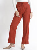 RAREISM Women Slim Fit High-Rise Plain Parallel Trouser