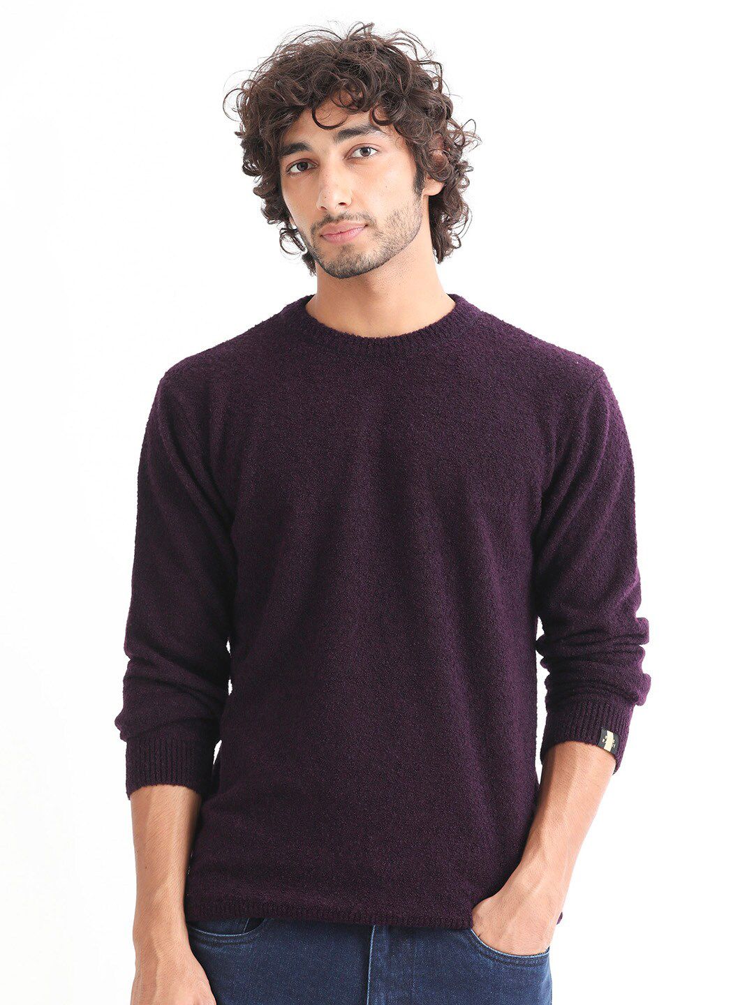 RARE RABBIT Men Bocle Crew Neck Sweater