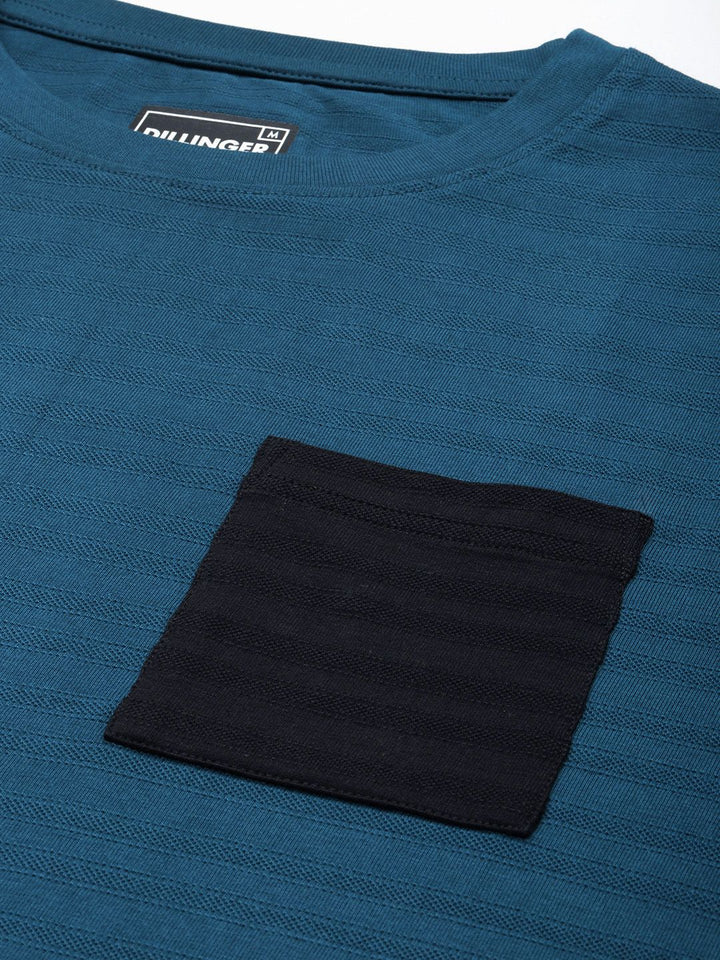 DILLINGER Men Striped Jacquard Structure Pockets T-shirt