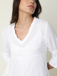 RAREISM White Linen A-Line Dress