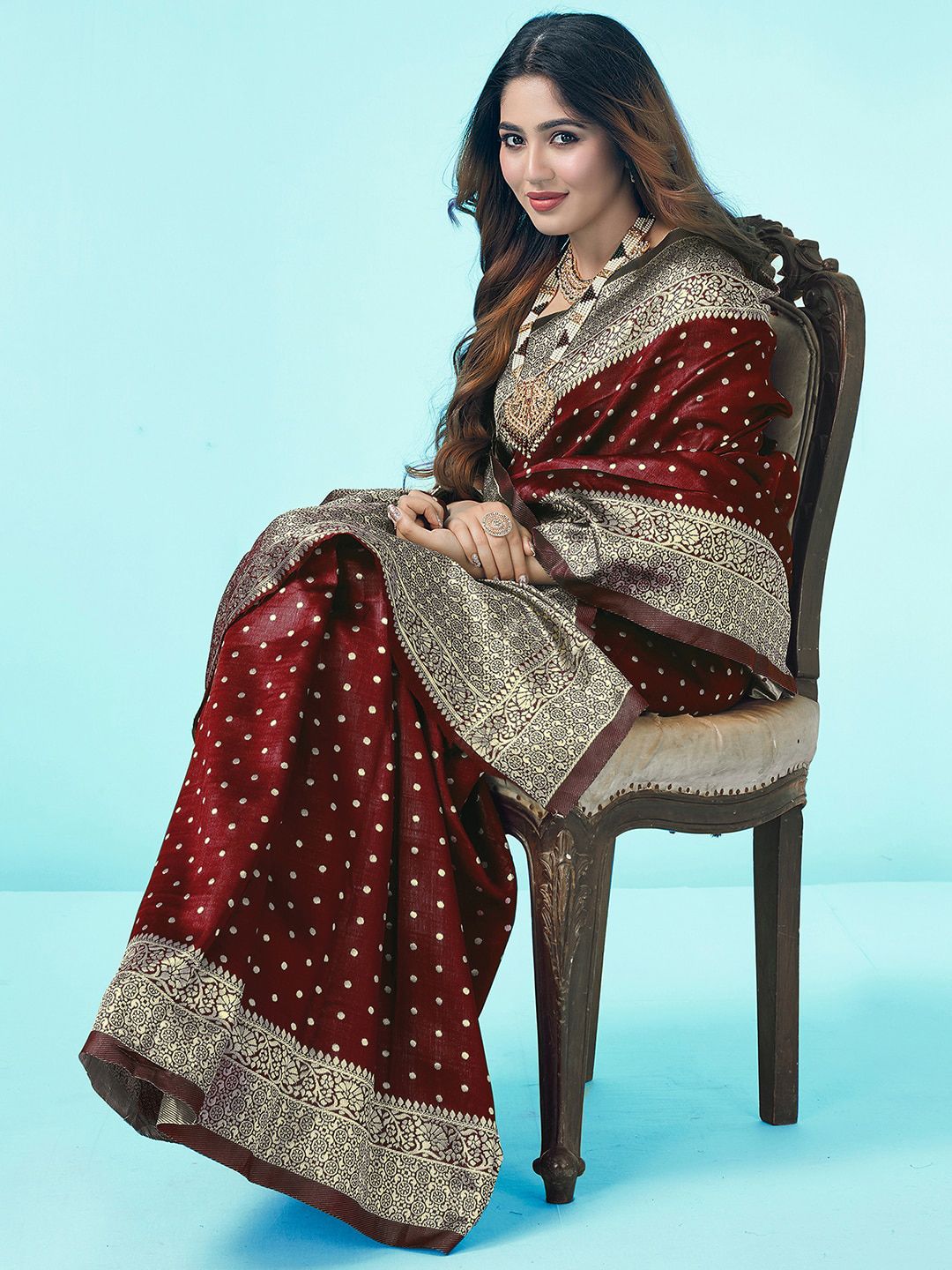 KALINI Ethnic Motifs Zari Art Silk Banarasi Saree