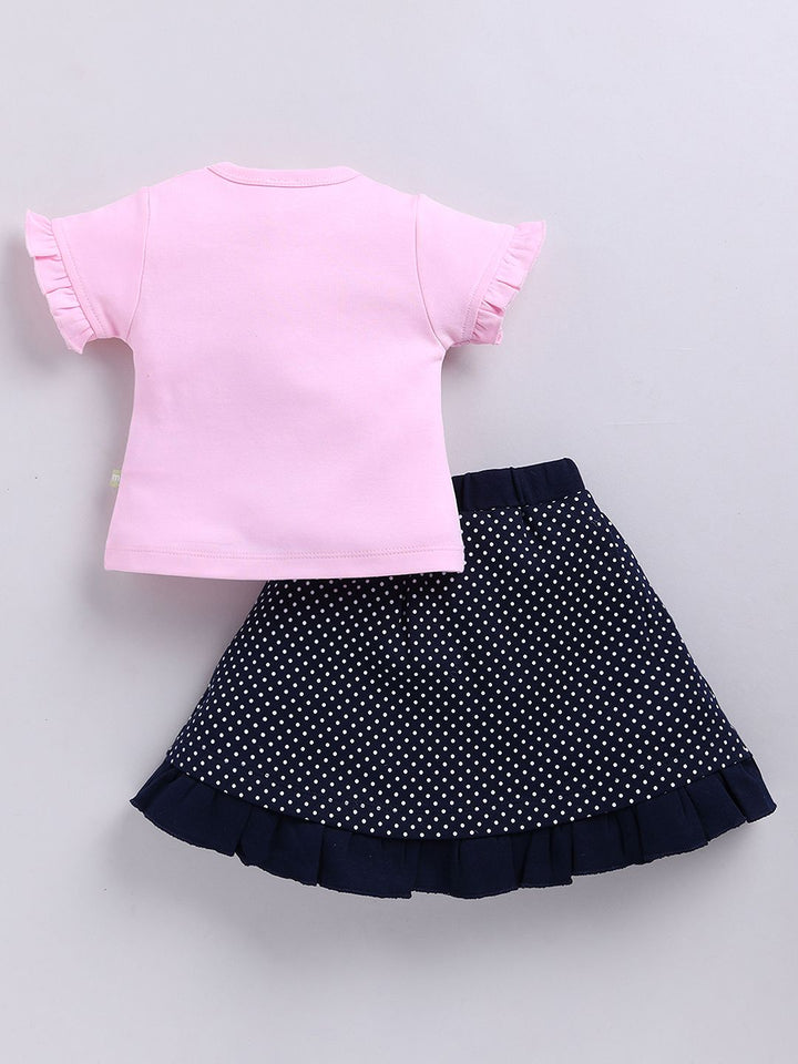 Moms Love Infant Girls Pure Cotton Printed Top with Skirt