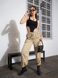 SASSAFRAS Black Sleeveless Crop Cotton Top