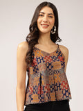 Anouk Ethnic Printed Sleeveless Cotton Peplum Crop Top